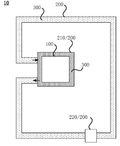 Patent drawing — drive-motor liquid-cooling circuit