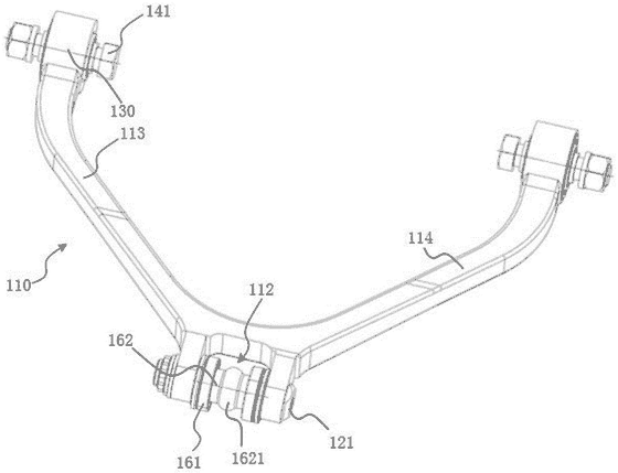 Patent drawing — control-arm assembly for independent suspension